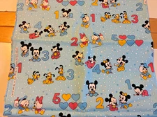 VTG  28 IN X 60 WIDE + JUVENILE PETER PAN 1984 WALT DISNEY FABRIC BABY MICKEY...