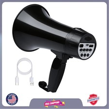 20W Rechargeable Megaphone with Siren Recording Bluetooth USB and Strap Black
