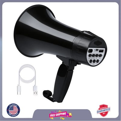 20W Rechargeable Megaphone with Siren Recording Bluetooth USB and Strap Black