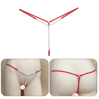 Sexy Damen Perlen Mini G-String Schritt offen Tanga Unterwäsche Höschen Slips/
