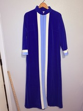 Vintage Vanity Fair Robe Women's Size 12 Blue Zip Front Gown House Coat Flawed