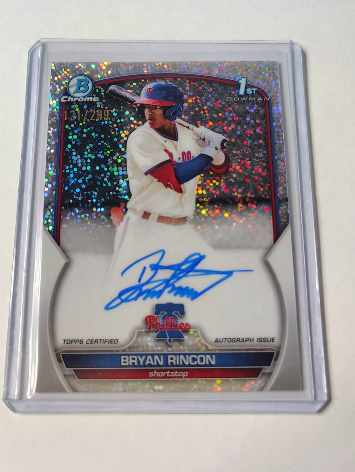 2023 1st Bowman Chrome #CPA-BRN Bryan Rincon Speckle Refractor Auto #D /299
