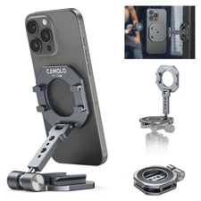 Dual Magnetic Phone Holder with Magsafe for iPhone 1/4"-20 Foldable Tripod Mount