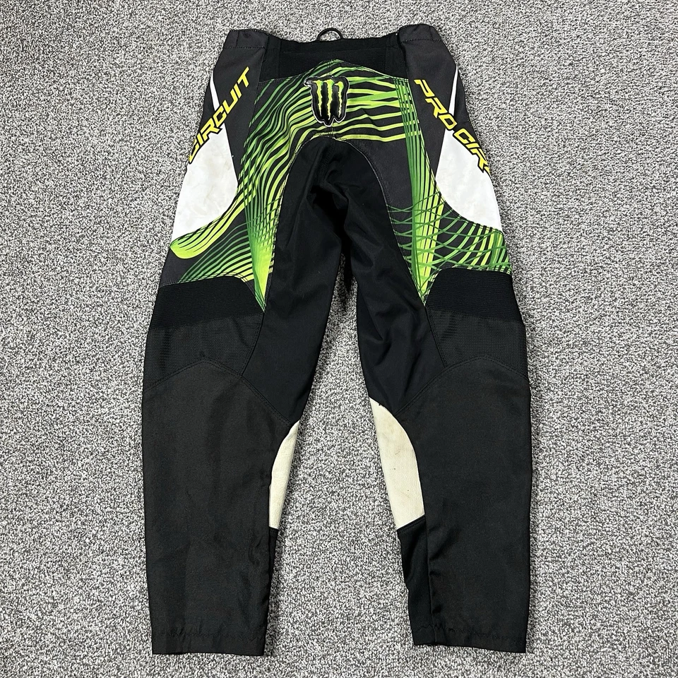 Pantalones de motocross Thor para hombre 28 negros Monster Energy en bota rodilleras de cuero Foto 2 de 4