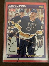 Autographié 1991-92 Score Américain - Top Prospect Jason Marshall #388 (RC)