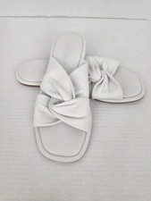J/Slides NYC Yaya White Leather Knot Slide Sandals Women's Size 8 Read