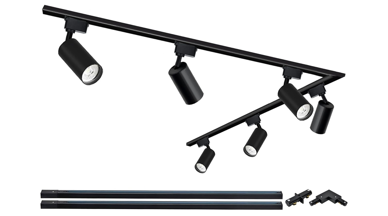 Bravsekai Kit nero di Luci a Binario Teste, 6 Luci Binario Estensibile 2x1m Bina