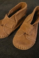 Minnetonka Moccasins Brown Front Strap Bootie Infant Kids Sz 6 Suede Soft Sole