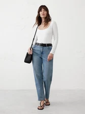 NWT Banana Republic $35 Women's SOFT STRETCH SCOOP-NECK T-SHIRT, White, Sz XS