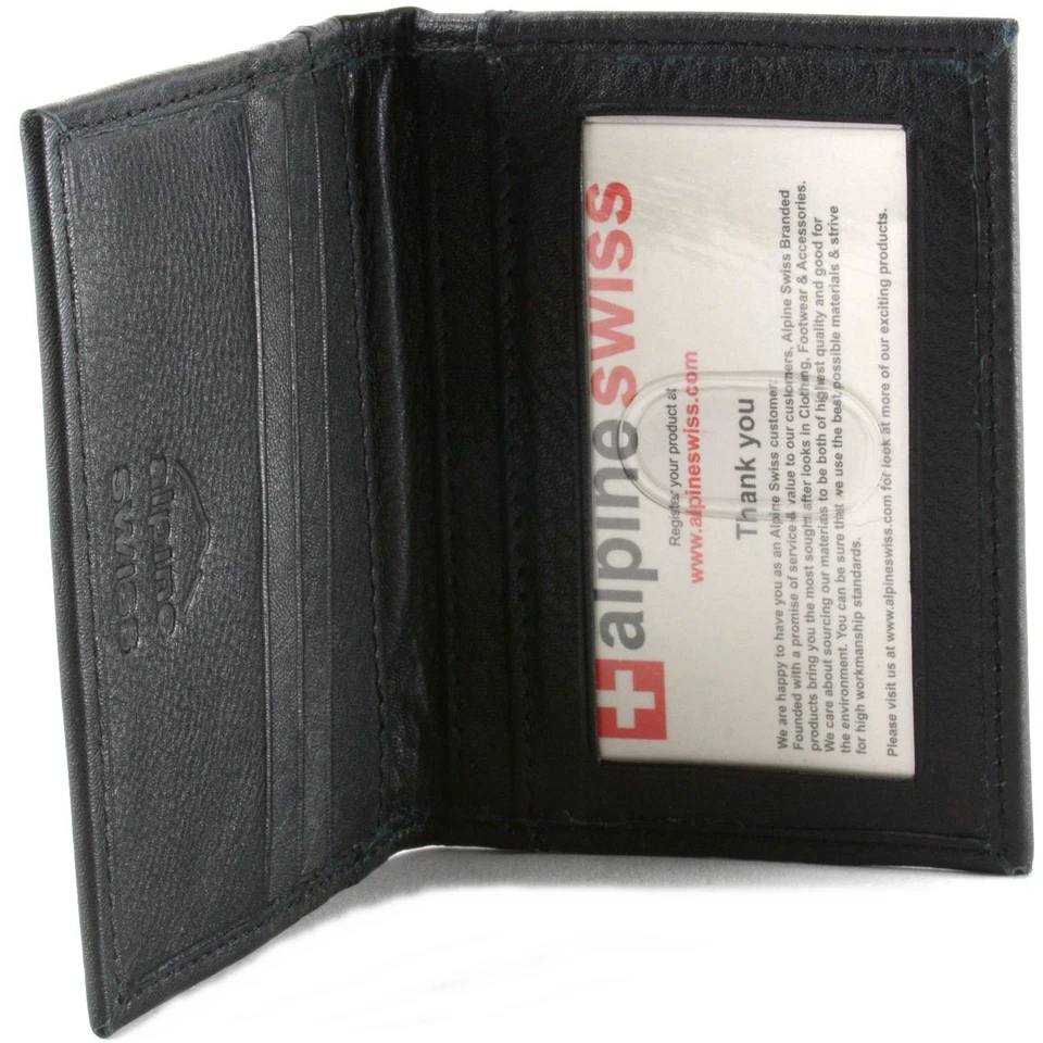Alpine Swiss Thin Front Pocket Wallet Business Card Case 2 ID Window 6 Card Slot - Image 4 of 4