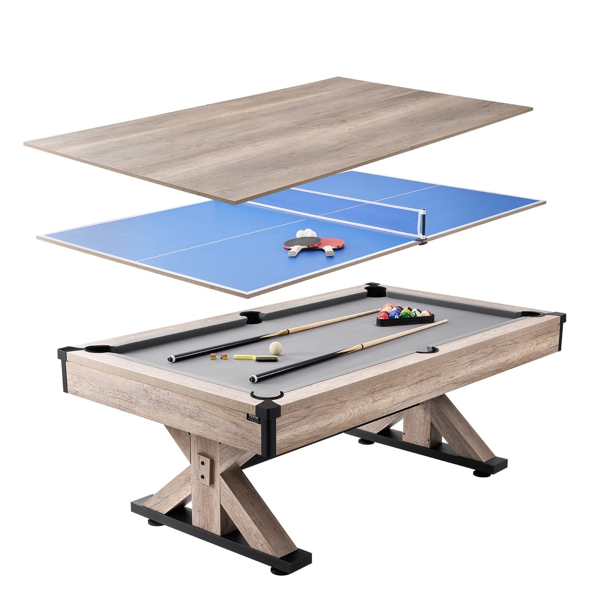 Uimoso 7ft Billiards Table Combo Set 3-in-1 Multi Game Pool Table