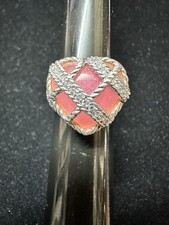 Judith Ripka .925 Sterling Silver Rose Quartz Heart Ring Size 8