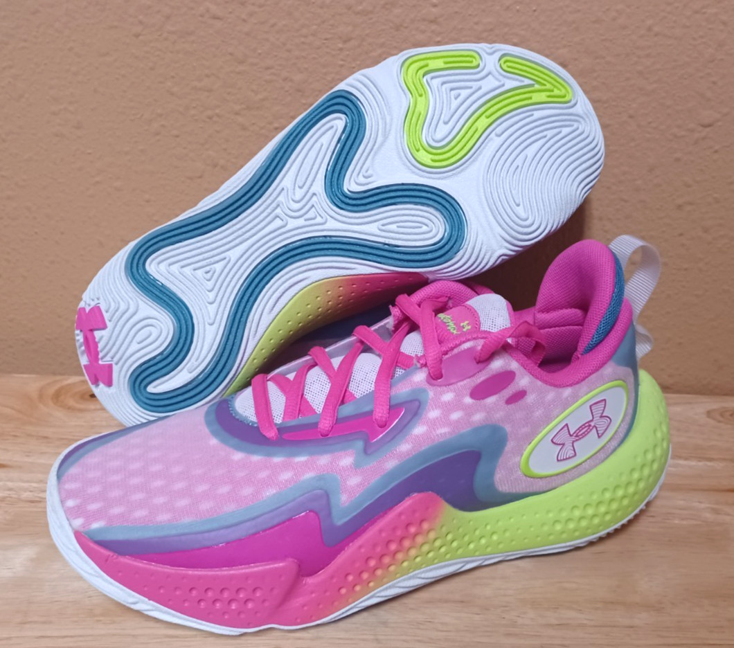 Under Armour Spawn 5 Lime Pink Basketball Shoes 3026285-100 Women's US 8.5/EU 40