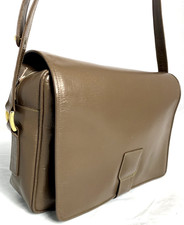 Beautiful classic vintage leather messenger camera bag brown taupe new 10"x7"