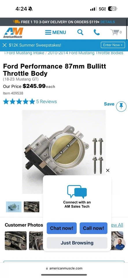 Kit adaptador de cuerpo de acelerador y cuerpo de acelerador Coyote Bullitt Gen 3 Foto 4 de 4