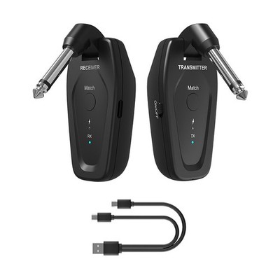 Professional UHF Wireless Guitar System Transmitter Receiver Type-C Charging