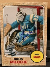 GILLES MELOCHE CALIFORNIA GOLDEN SEALS SIGNED AUTOGRAPHED CUSTOM CARD