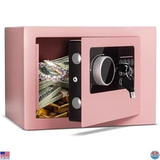 Digital Electronic Money Safe 0.23 Cu Ft Steel Lock Box with Keypad Pink Color