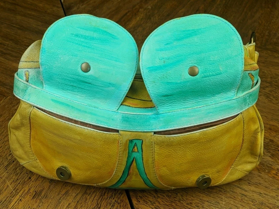 Italian Leather Hand Painted Shoulder Bag Southwest Desert Native VTG Handbag - Image 2 of 4
