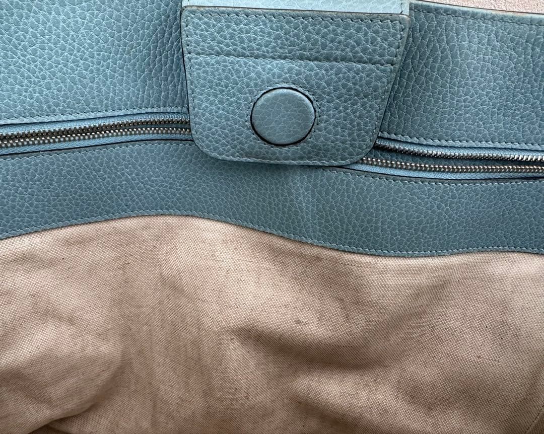 GUCCI Leather Tote Bag Yellow Blue Bicolor High Capacity Authentic Excellent thumbnail 13