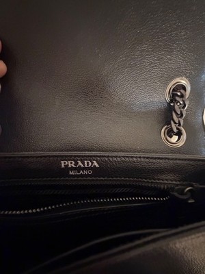 Prada Milano Red Studded Leather Crossbody Bag Black Trim Chain