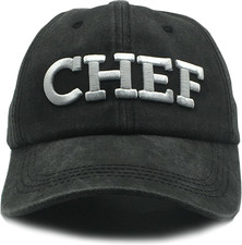 Men's Chef Baseball Cap Embroidered Adjustable Washed Dad Hat Snapback