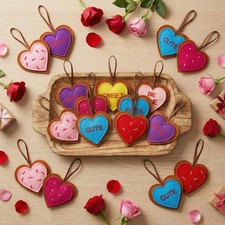 24pc Valentine's Day Felt Heart Ornaments Red Hanging Hearts DIY Embellishments