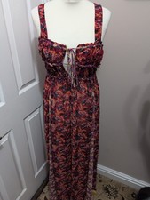 Free People Dance With Me ärmelloses Maxikleid mit Blumenmuster in rot S UVP £128