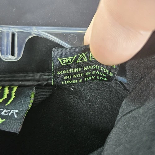 Monster Energy Jacket Mens Large Black Softshell Full Zip Embroidered Logo image 6