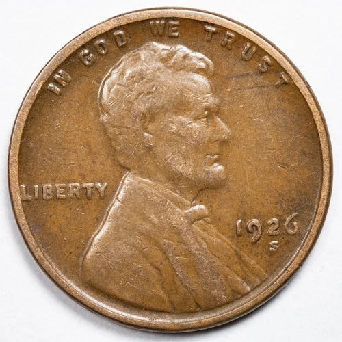 1926-S Lincoln Wheat Penny Cent Very Fine (VF)