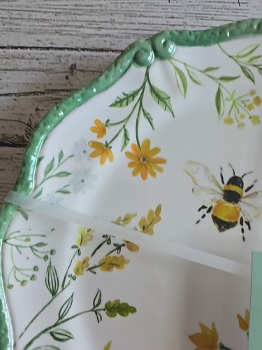 ~BUMBLE BEE & FLOWERS Set di 11 piatti in melamina/4 di Soho Loft giallo verde  - Foto 3 di 8