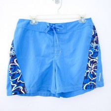 Reebok Men's Board Shorts Swim Medium Blue, White 4" Inseam, Unlined, Hawaiian