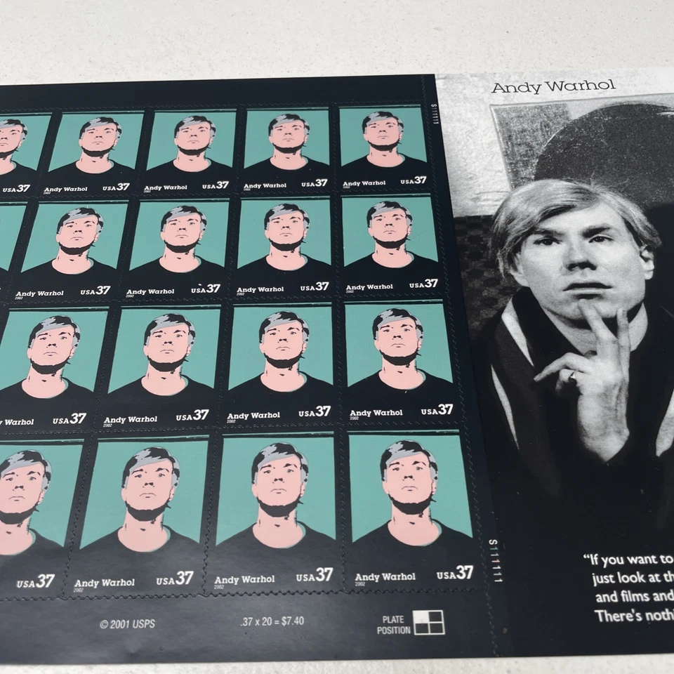 USA 2002 Andy Warhol Stamp Sheet & Cover. 20 stamps. - Image 3 of 4