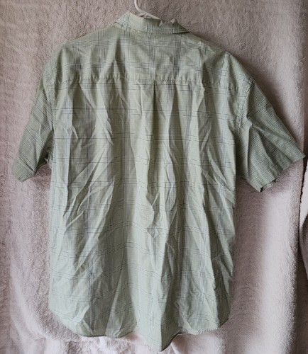 Van Heusen No Iron Short Sleeve Shirt Light Green Check Plaid Size XL 17-17 1/2 - Picture 4 of 4