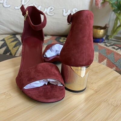 Ankle Strap Burgundy Gold Heels Rashi Cargo Movers