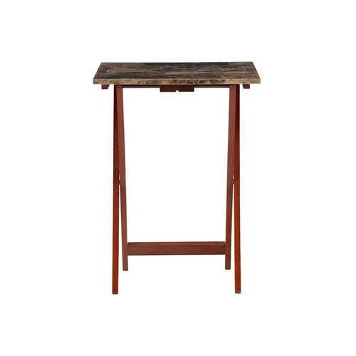 Linon Home Decor Folding Table 26.38"x18.9"x15.75"Wood w/Faux Marble Top 5-Piece - Picture 5 of 10