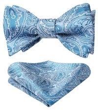 Bow Ties for Men Paisley Bowties Mens Self Tie Bow Tie and One Size 01-blue