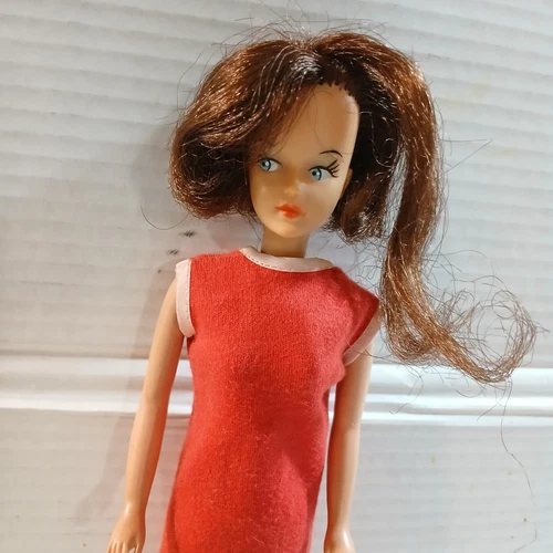 VTG 1960s  BRUNETTE TRESSY DOLL W/ORIGINAL DRESS & VTG UNBRANDED CLOTHING 