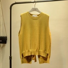 Women Knitted Thermal Vest Round Neck Tank Top Slit Lace-up Sweater Gilet