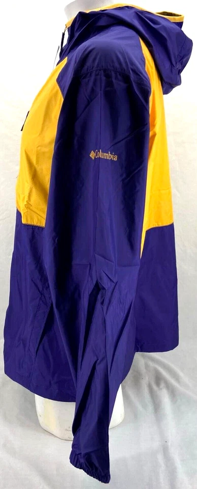 NUEVO Cortavientos Columbia Flash Forward Púrpura Amarillo LS Con Capucha Cremallera Completa Para Hombre XL Foto 4 de 4