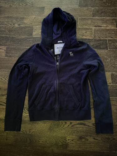 Abercrombie Hoodie Sweatshirt Boys Size XL Blue Full Zip Up 100% Cotton
