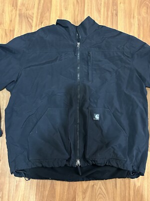 Carhartt Jacket Mens 2XLCorduroy Collar Fleece Lined Nylon Black