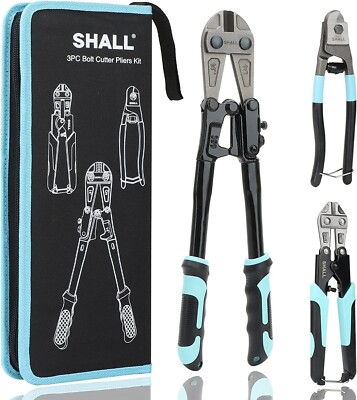 3 PCS Bolt Cutters,14'' Heavy Duty Bolt Cutter,8'' Bolt Cutter & Wire Rope Cutter