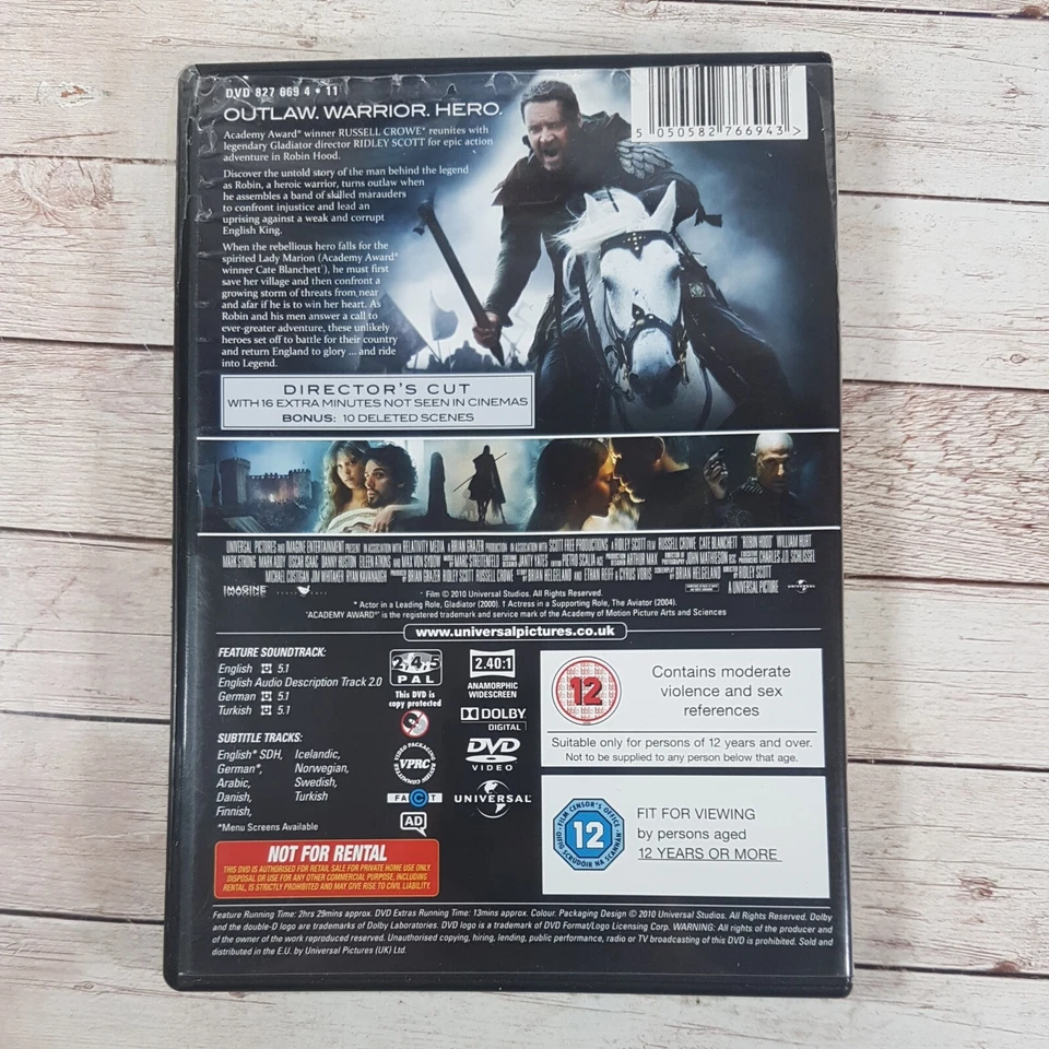 Robin Hood (DVD, 2010) Director's Cut Russel Crowe - Image 2 of 4