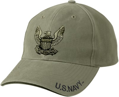 Olive Drab Vintage US Navy Eagle Crest Low Profile Adjustable Baseball Cap