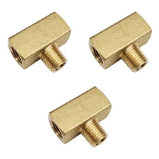 3 pcs Brass Equal Branch Tee Male 1/4" NPT With Two 1/4" Female NPT Connections