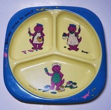 1992 Selandia Barney Loves To Paint Kids Childrens Divded Plate