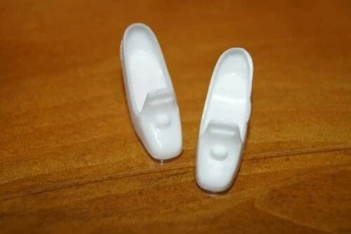 Vintage Barbie White Pilgrim Heels Shoes Unmarked