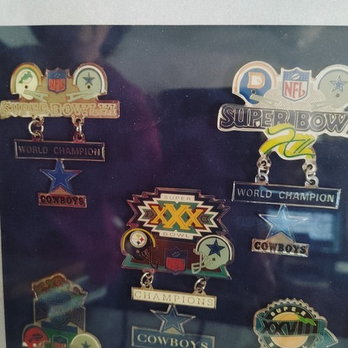 6er Set Dallas Cowboys Superbowl Champions & 5x Champions Pins gerahmt - Bild 4 von 5