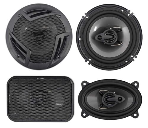 (2) Haut-parleurs de voiture 3 voies Rockville RV6.3A 6,5" 750w + (2) haut-parleurs 4x6" 500w 3 voies - Photo 1 sur 12